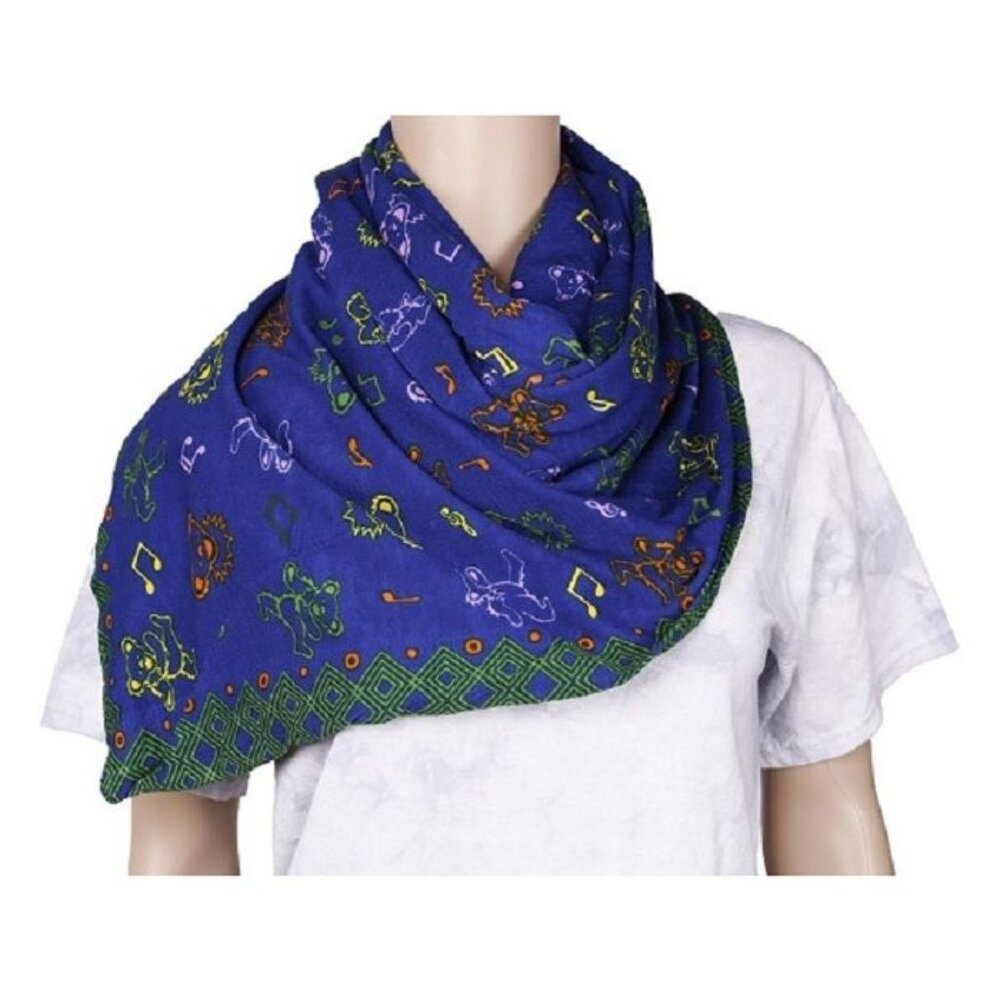 Grateful Dead New Blue Bear Long Scarf Neck Wrap Dancing Bears Music Fashion - Picture 4 of 5